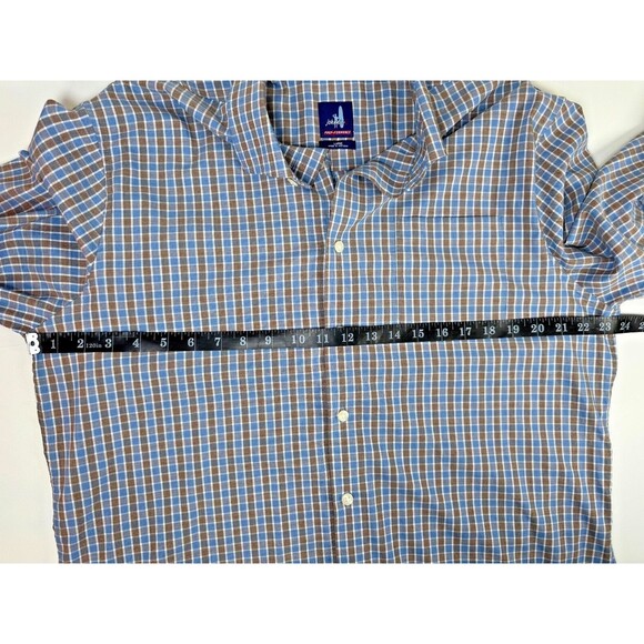 Johnnie-O Prep-Formance Stretch Shirt Mens Large Blue Plaid Performance Casual - Picture 9 of 15